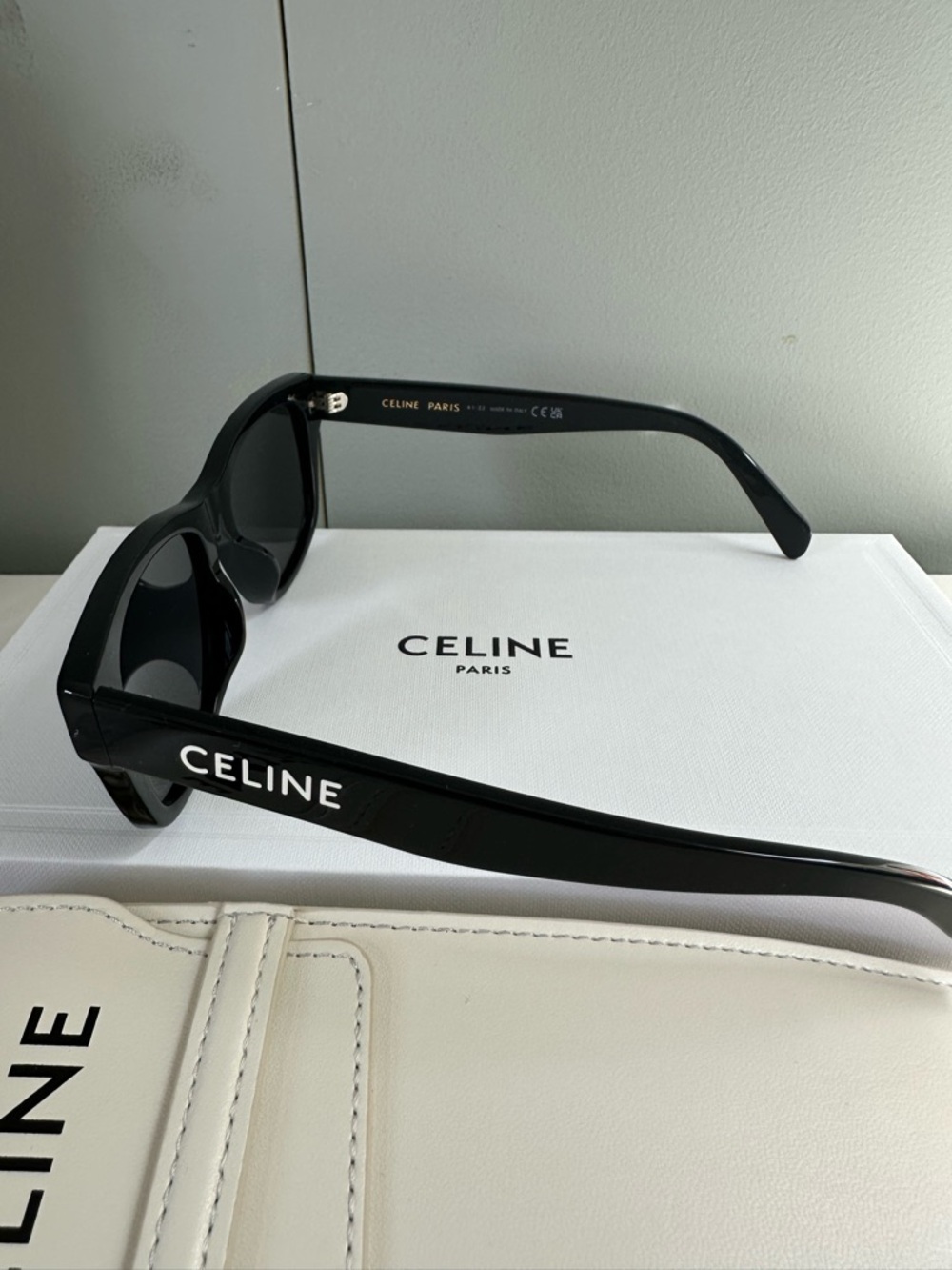 New Celine Black Sunglasses with Off White Crossbidy Case. - Picture 10 of 13